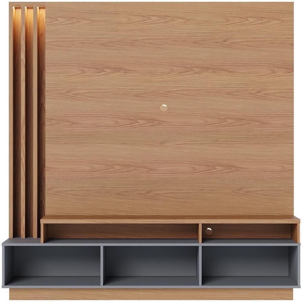 Estante Painel Para Tv 65 Pol Com Led Alencar C04 Freijó Cinza Fosco - Lyam Decor - 1