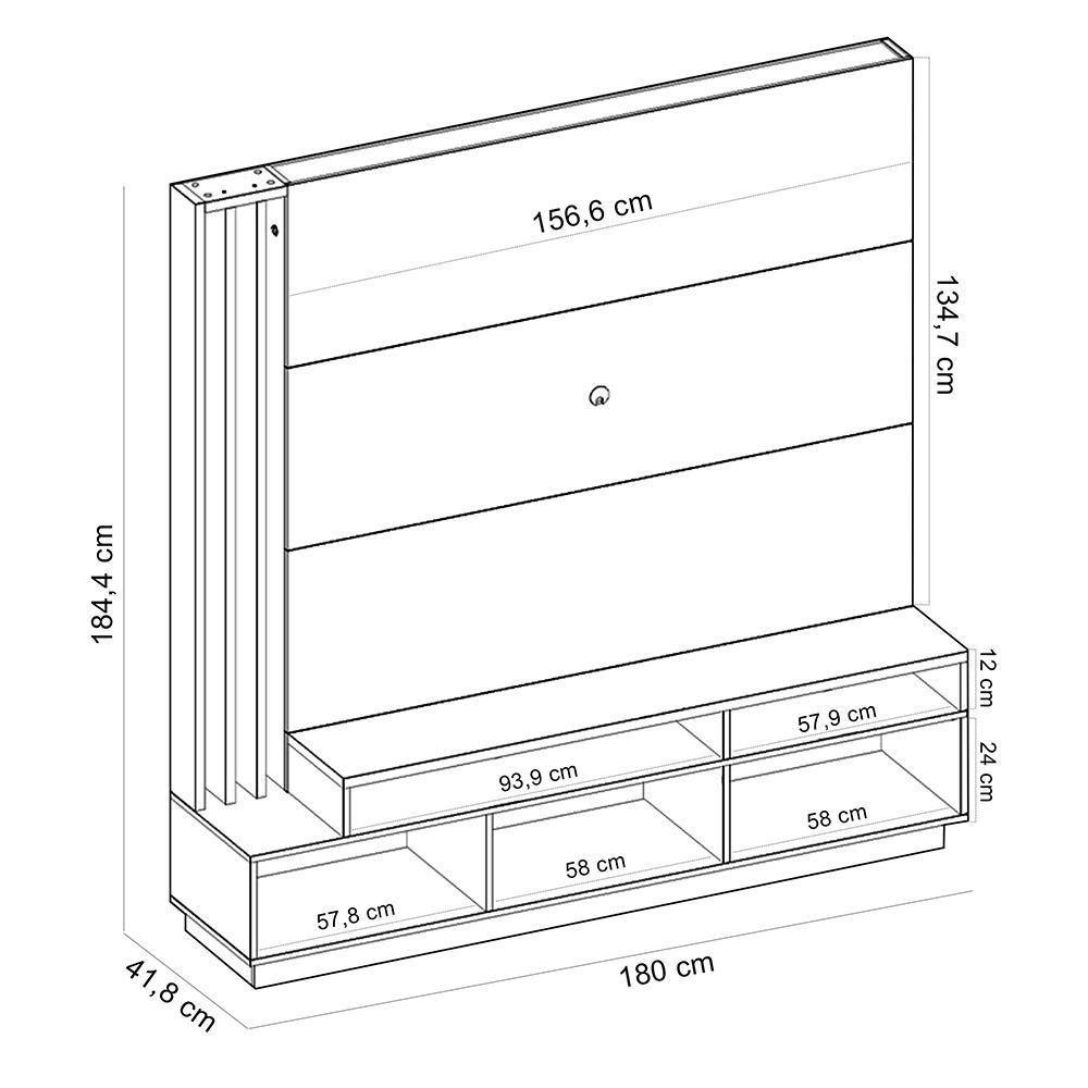 Estante Painel Para Tv 65 Pol Com Led Alencar C04 Freijó Cinza Fosco - Lyam Decor - 5