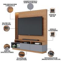 Estante Painel Para Tv 65 Pol Com Led Alencar C04 Freijó Cinza Fosco - Lyam Decor - 2