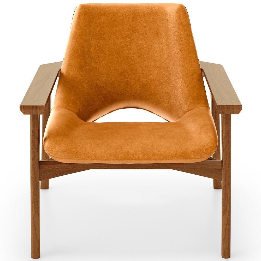 Kit 02 Poltronas Decorativa Para Sala De Estar Living Base Madeira Becker L02 Couríssimo Whisky - Lyam Decor - 5