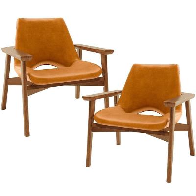 Kit 2 Poltronas Decorativas Becker L02 Sala De Estar Couríssimo Marrom Lyam Decor