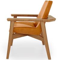 Kit 02 Poltronas Decorativa Para Sala De Estar Living Base Madeira Becker L02 Couríssimo Whisky - Lyam Decor - 2