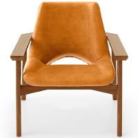 Kit 02 Poltronas Decorativa Para Sala De Estar Living Base Madeira Becker L02 Couríssimo Whisky - Lyam Decor - 5