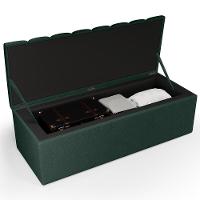 Calçadeira Recamier Baú Para Cama De Casal King Dália 195x50 Cm W01 Linho Verde Musgo - Lyam - 2