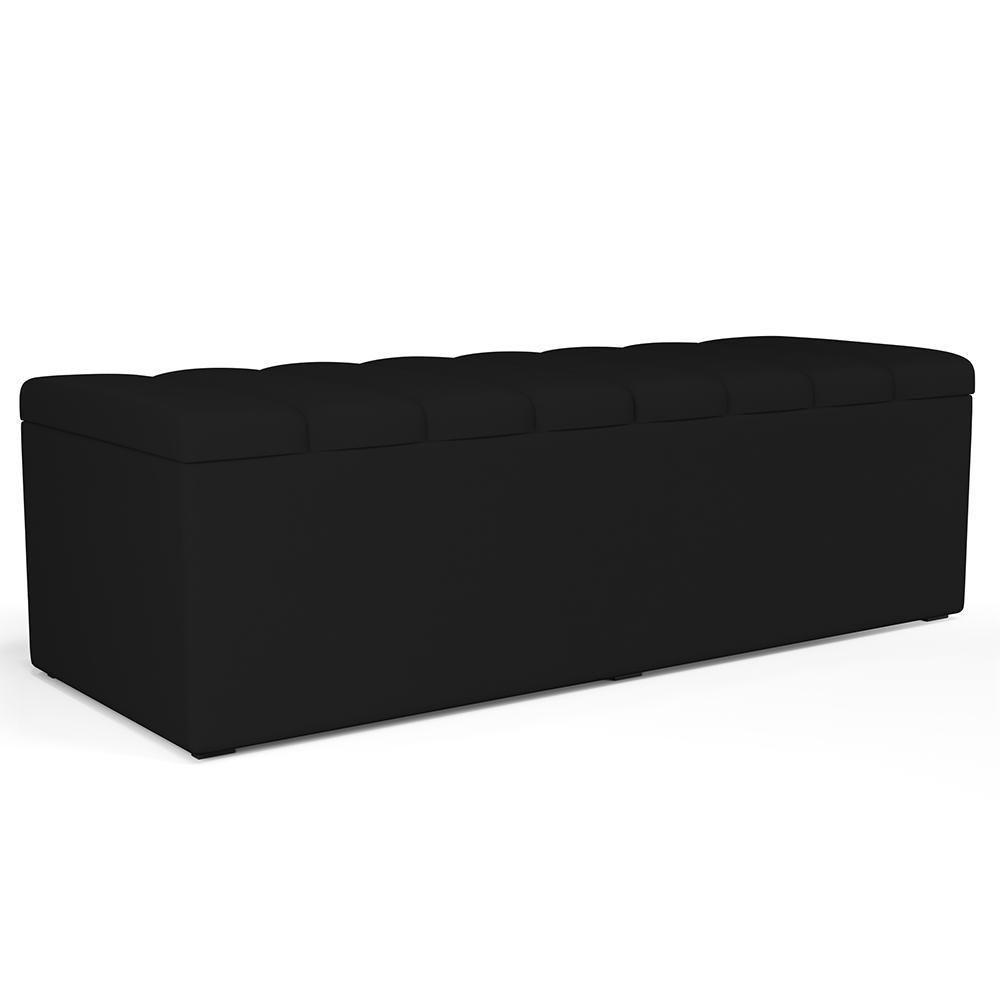Calçadeira Recamier Baú Para Cama De Casal King Dália 195x50 Cm W01 Suede Preto - Lyam - 1