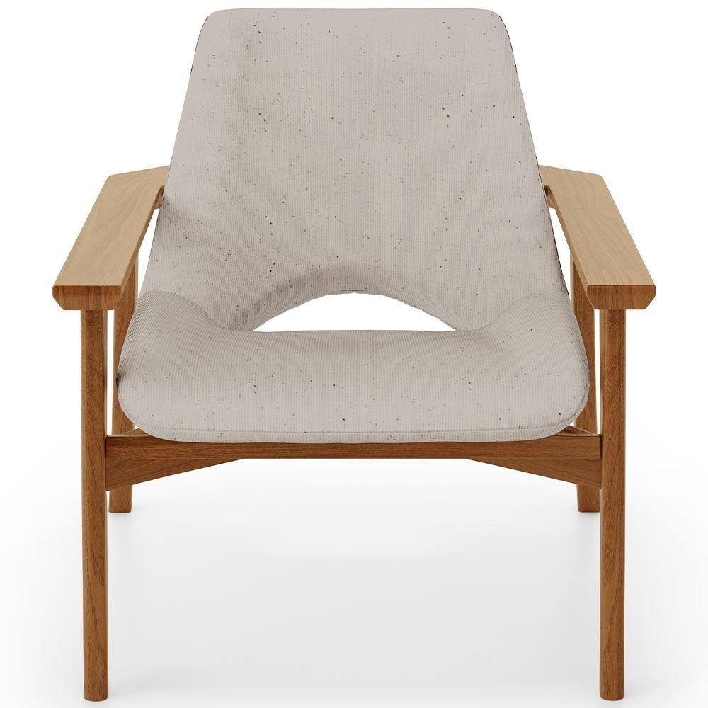 Kit 02 Poltronas Decorativa Para Sala De Estar Living Base Madeira Becker L02 Linho Bege - Lyam Decor - 7