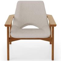 Kit 02 Poltronas Decorativa Para Sala De Estar Living Base Madeira Becker L02 Linho Bege - Lyam Decor - 7