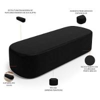 Cabeceira Cama Box Queen 160cm Lanna Com Puff Recamier Doha W01 Couríssimo Preto - Lyam Decor - 5