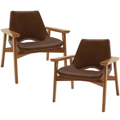 Kit 2 Poltronas Decorativas Becker L02 Couríssimo Marrom Lyam Decor