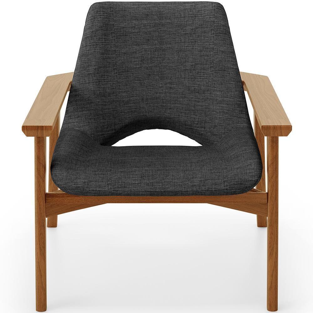 Kit 02 Poltronas Decorativa Para Sala De Estar Living Base Madeira Becker L02 Linho Cinza Escuro - Lyam Decor - 5