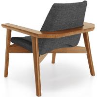 Kit 02 Poltronas Decorativa Para Sala De Estar Living Base Madeira Becker L02 Linho Cinza Escuro - Lyam Decor