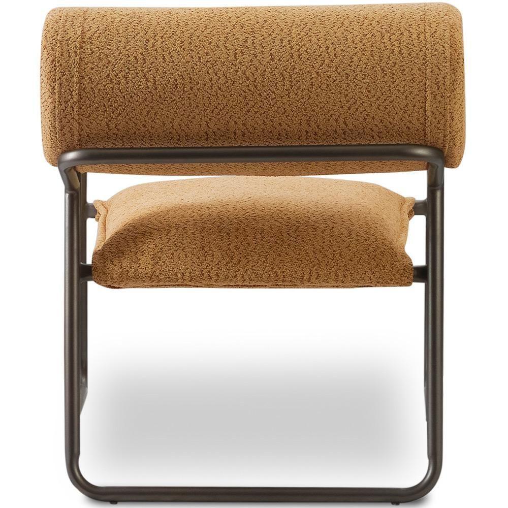 Kit 02 Poltronas Decorativa Sala Living Base Aço Titânio Volvere C06 Prime Bouclê Mostarda - Lyam Decor - 2