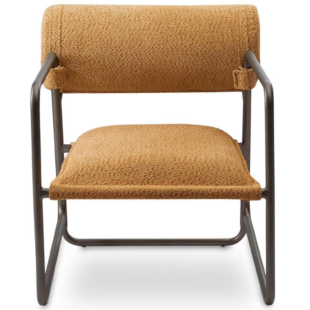 Kit 02 Poltronas Decorativa Sala Living Base Aço Titânio Volvere C06 Prime Bouclê Mostarda - Lyam Decor - 6