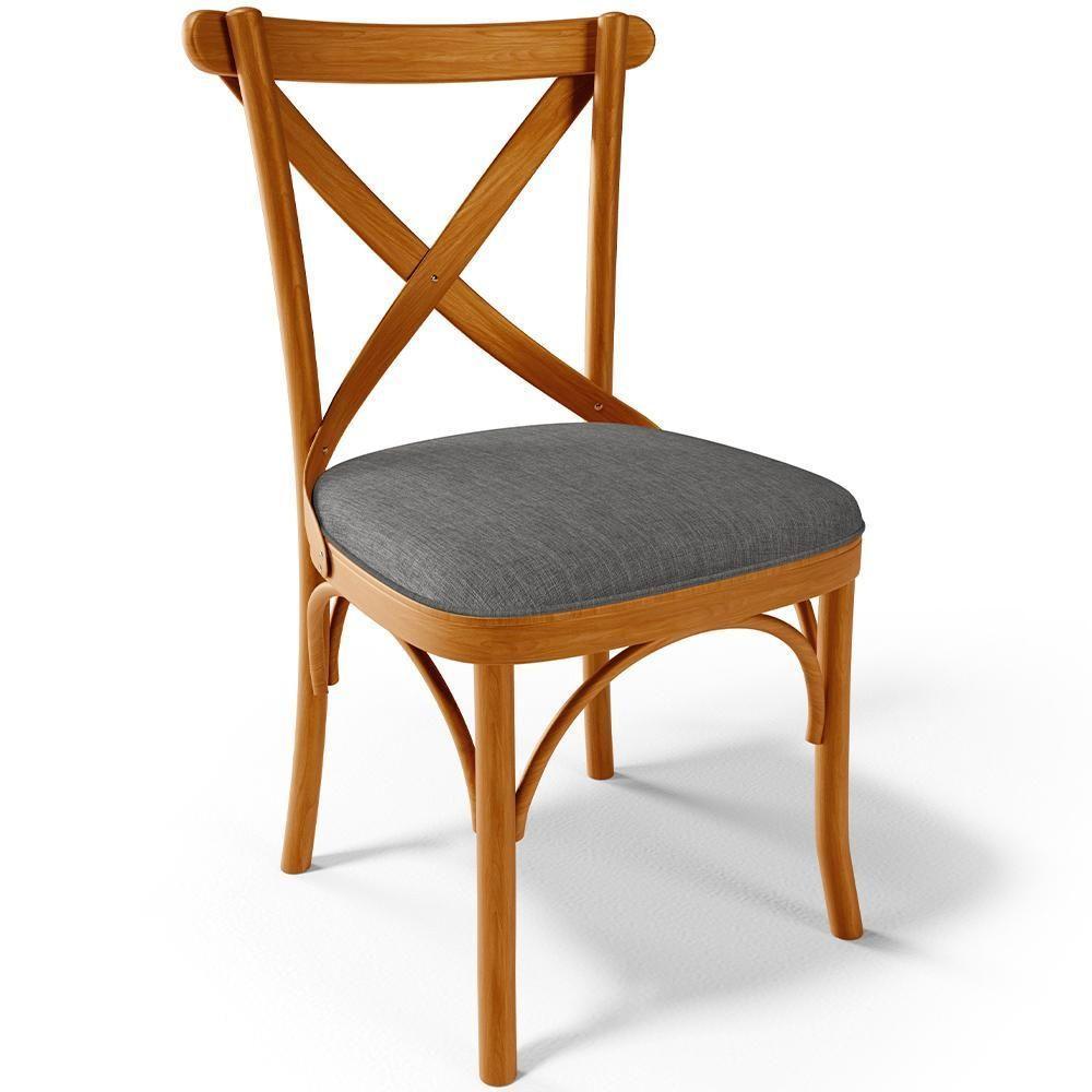 Cadeira Para Sala De Jantar E Estar Living Estofada ávila L02 Linho Cinza Escuro - Lyam - 1