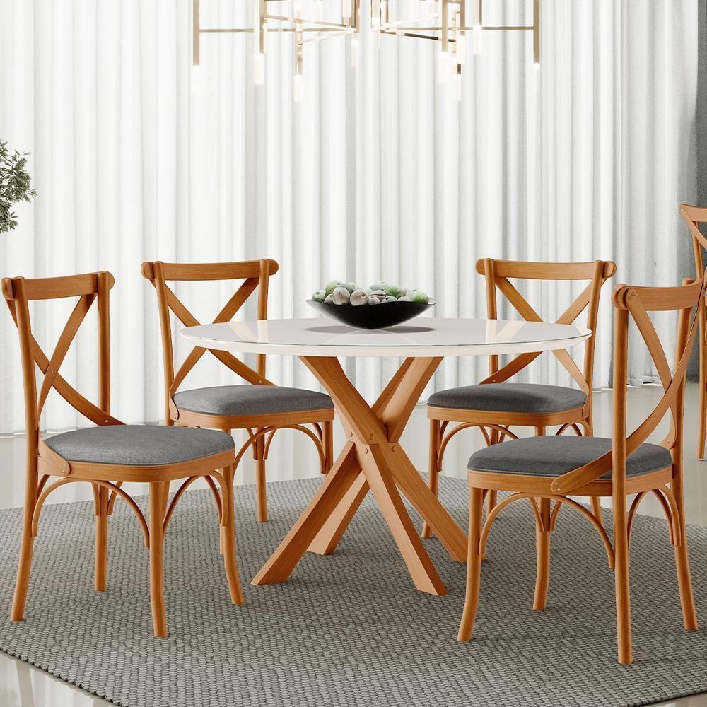 Cadeira Para Sala De Jantar E Estar Living Estofada ávila L02 Linho Cinza Escuro - Lyam - 7