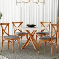 Cadeira Para Sala De Jantar E Estar Living Estofada ávila L02 Linho Cinza Escuro - Lyam - 7