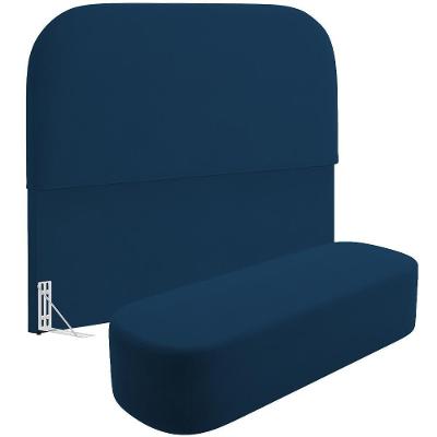 Cabeceira Lanna para Cama Box Casal 140cm em Madeira Maciça com Suede Azul