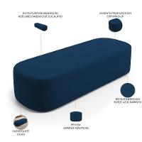 Cabeceira Cama Box Casal 140cm Lanna Com Puff Recamier Doha W01 Suede Azul Marinho - Lyam Decor - 5
