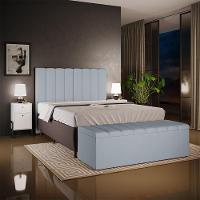 Calçadeira Recamier Baú Para Cama De Casal King Dália 195x50 Cm W01 Suede Cinza - Lyam - 6