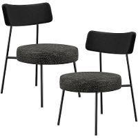 Kit 02 Poltronas Decorativas Para Sala De Estar Base Fixa Londres L02 Couríssimo Preto Linho Chumbo - Lyam - 1