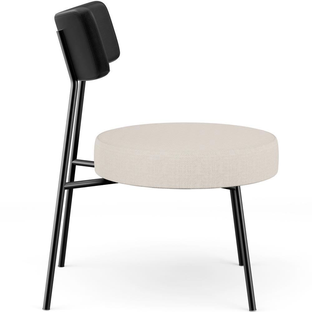 Kit 02 Poltronas Decorativas Para Sala De Estar Base Fixa Londres L02 Couríssimo Preto Linho Cru - Lyam - 2