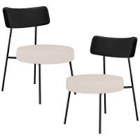 Kit 02 Poltronas Decorativas Para Sala De Estar Base Fixa Londres L02 Couríssimo Preto Linho Cru - Lyam - 1