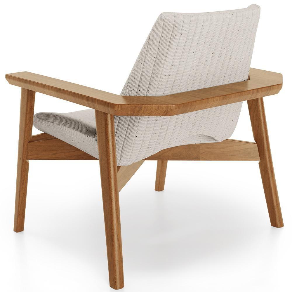 Kit 02 Poltronas Decorativa Para Sala De Estar Living Base Madeira Becker L02 Linho Cru - Lyam Decor - 4