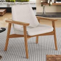 Kit 02 Poltronas Decorativa Para Sala De Estar Living Base Madeira Becker L02 Linho Cru - Lyam Decor - 6