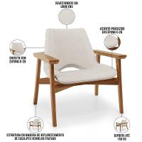 Kit 02 Poltronas Decorativa Para Sala De Estar Living Base Madeira Becker L02 Linho Cru - Lyam Decor - 7