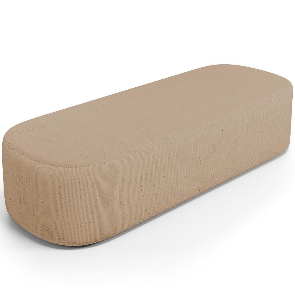 Cabeceira Cama Box King 195cm Lanna Com Puff Recamier Doha W01 Linho Bege Escuro - Lyam Decor - 6