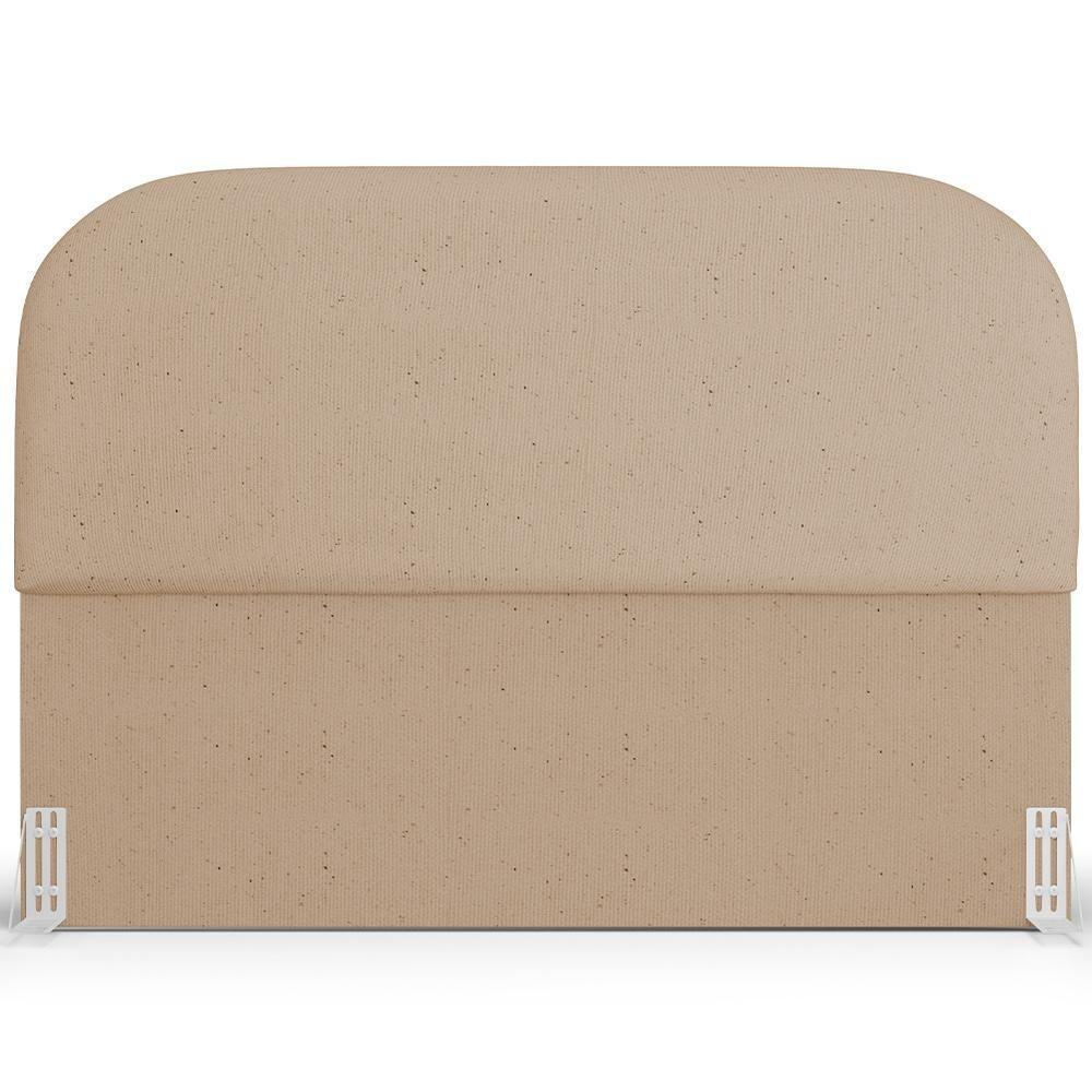 Cabeceira Cama Box King 195cm Lanna Com Puff Recamier Doha W01 Linho Bege Escuro - Lyam Decor - 8