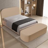 Cabeceira Cama Box King 195cm Lanna Com Puff Recamier Doha W01 Linho Bege Escuro - Lyam Decor - 9