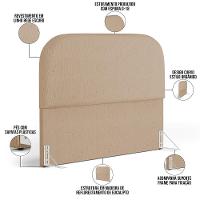 Cabeceira Cama Box King 195cm Lanna Com Puff Recamier Doha W01 Linho Bege Escuro - Lyam Decor - 10
