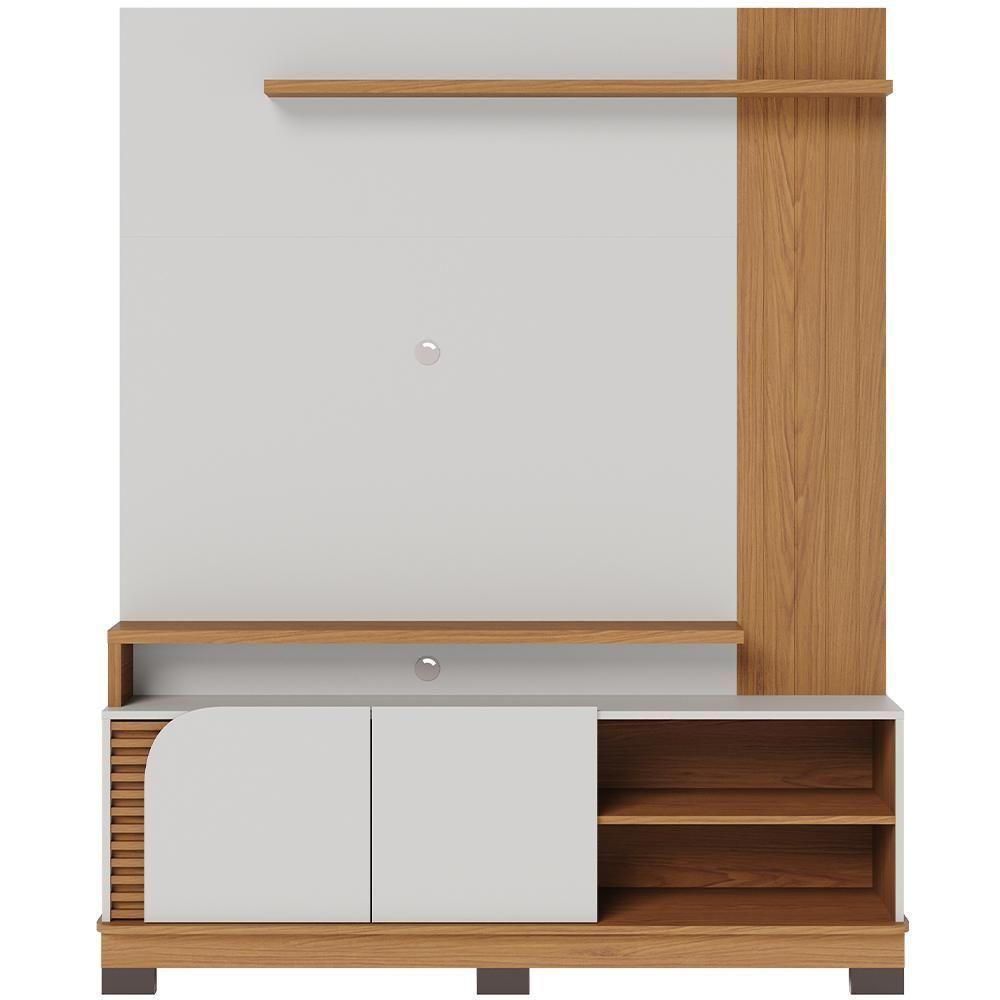 Estante Painel Para Tv 65 Pol 152cm Mayer C04 Off White Matte Freijó - Lyam Decor - 1
