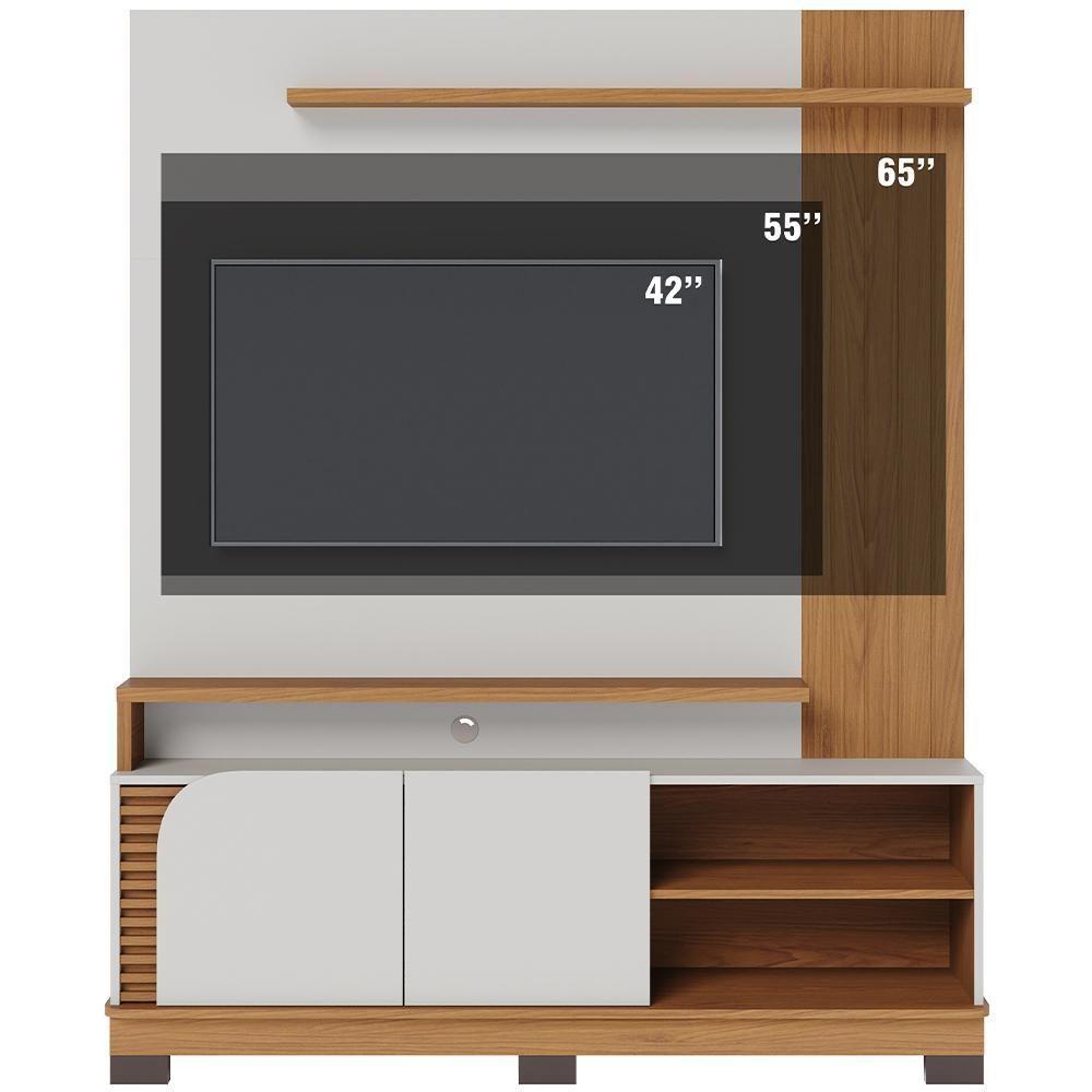 Estante Painel Para Tv 65 Pol 152cm Mayer C04 Off White Matte Freijó - Lyam Decor - 5