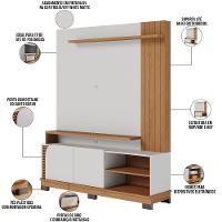 Estante Painel Para Tv 65 Pol 152cm Mayer C04 Off White Matte Freijó - Lyam Decor