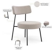 Kit 02 Poltronas Decorativas Para Sala De Estar Base Fixa Londres L02 Bouclê Bege - Lyam - 3