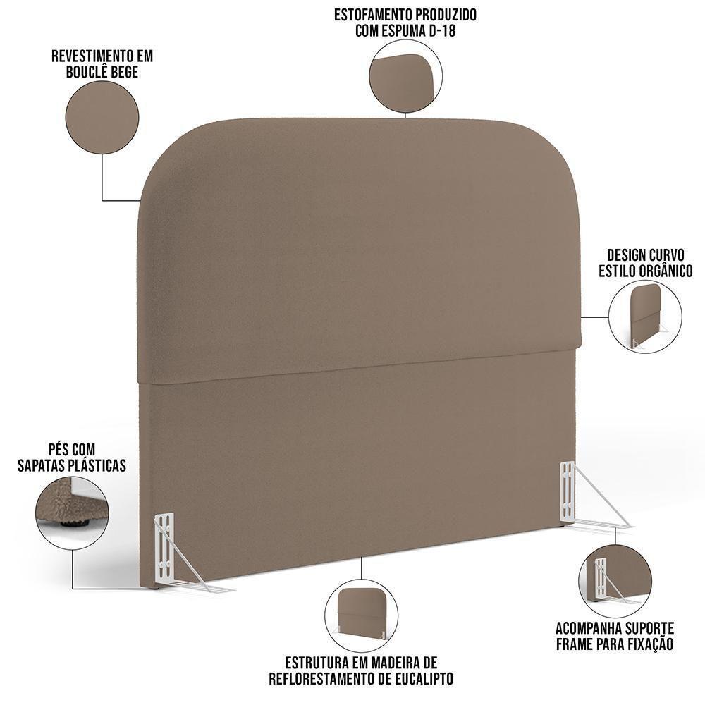 Cabeceira Cama Box Queen 160cm Lanna Com Puff Recamier Doha W01 Bouclê Bege - Lyam Decor - 10