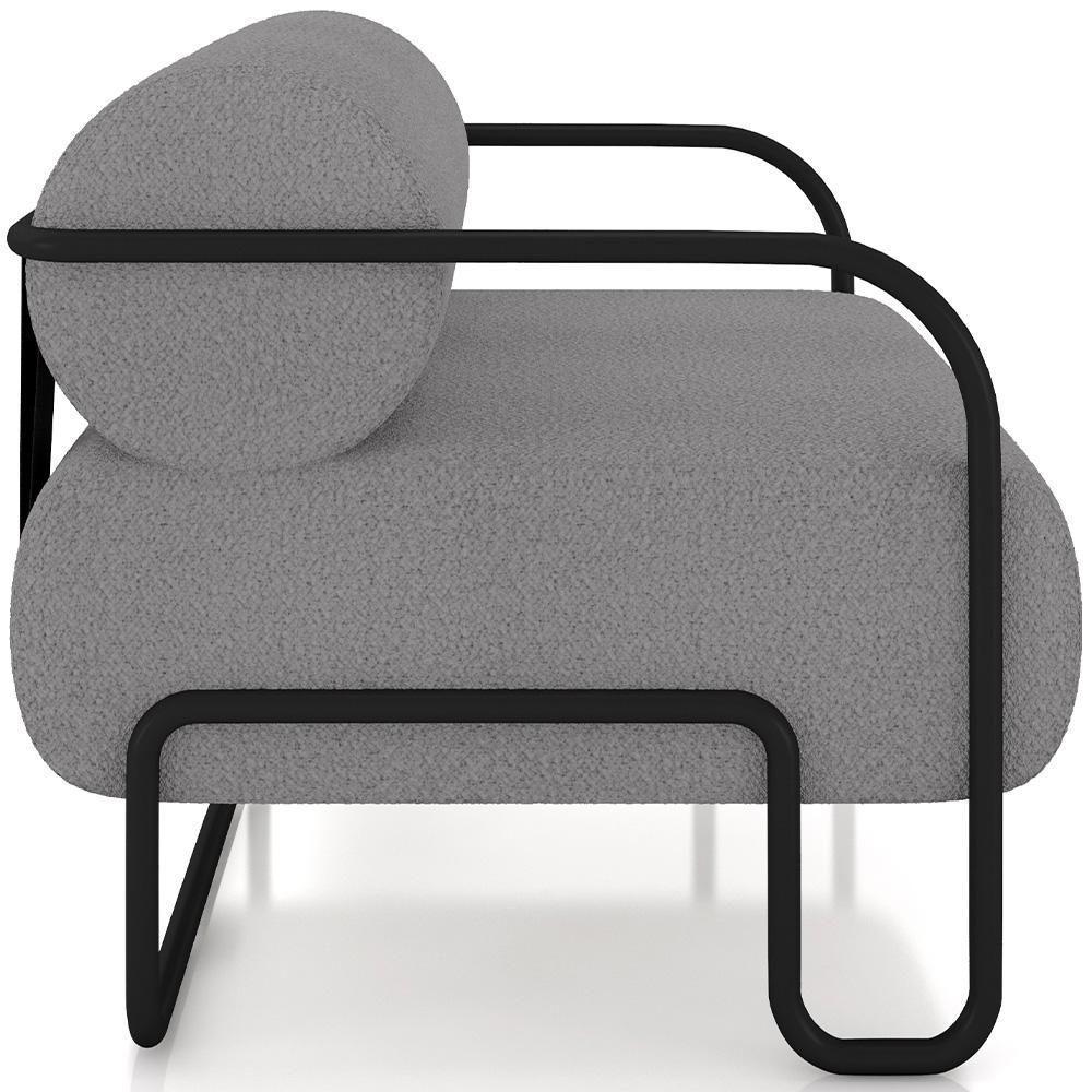 Kit 02 Poltronas Decorativa Pés Industrial Moscou K01 Bouclê Cinza - Lyam Decor - 2