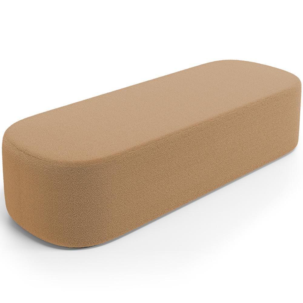 Cabeceira Cama Box King 195cm Lanna Com Puff Recamier Doha W01 Bouclê Mostarda - Lyam Decor - 6