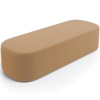 Cabeceira Cama Box King 195cm Lanna Com Puff Recamier Doha W01 Bouclê Mostarda - Lyam Decor - 6