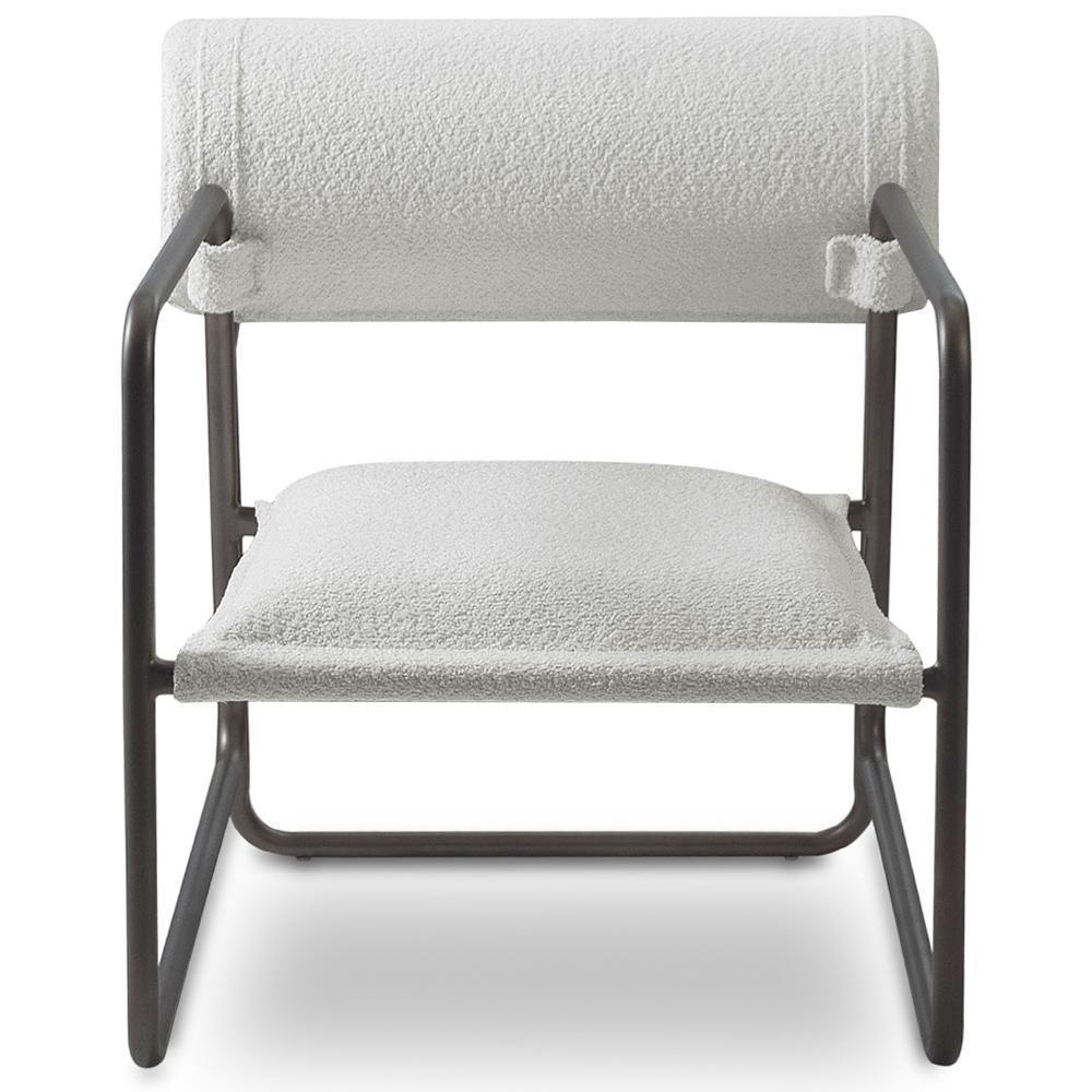 Kit 02 Poltronas Decorativa Sala Living Base Aço Titânio Volvere C06 Prime Bouclê Cru - Lyam Decor - 6