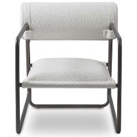 Kit 02 Poltronas Decorativa Sala Living Base Aço Titânio Volvere C06 Prime Bouclê Cru - Lyam Decor - 6