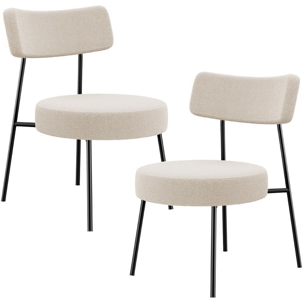 Kit 02 Poltronas Decorativas Para Sala De Estar Base Fixa Londres L02 Bouclê Creme - Lyam - 1