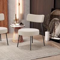 Kit 02 Poltronas Decorativas Para Sala De Estar Base Fixa Londres L02 Bouclê Creme - Lyam - 7