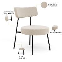 Kit 02 Poltronas Decorativas Para Sala De Estar Base Fixa Londres L02 Bouclê Creme - Lyam - 8