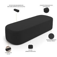 Cabeceira Cama Box King 195cm Lanna Com Puff Recamier Doha W01 Bouclê Preto - Lyam Decor - 5
