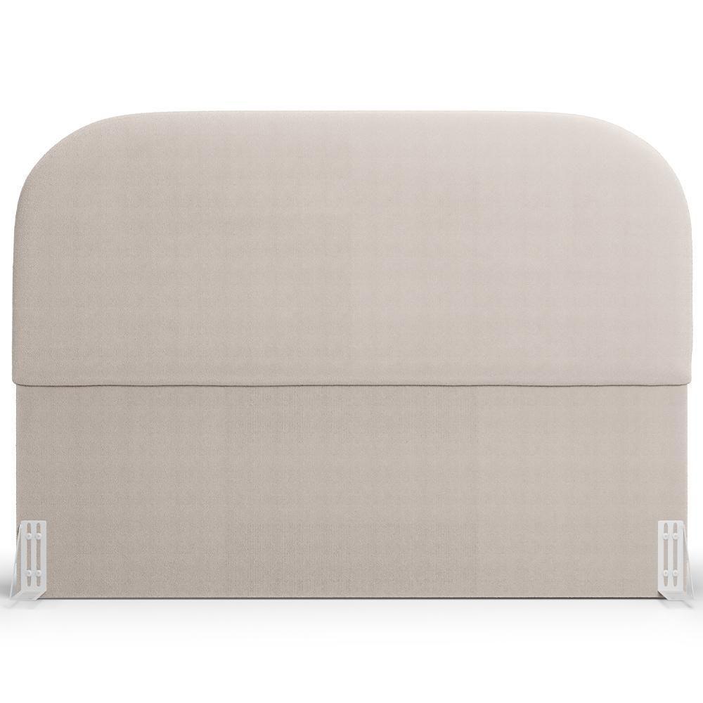 Cabeceira Cama Box Queen 160cm Lanna Com Puff Recamier Doha W01 Bouclê Creme - Lyam Decor - 6