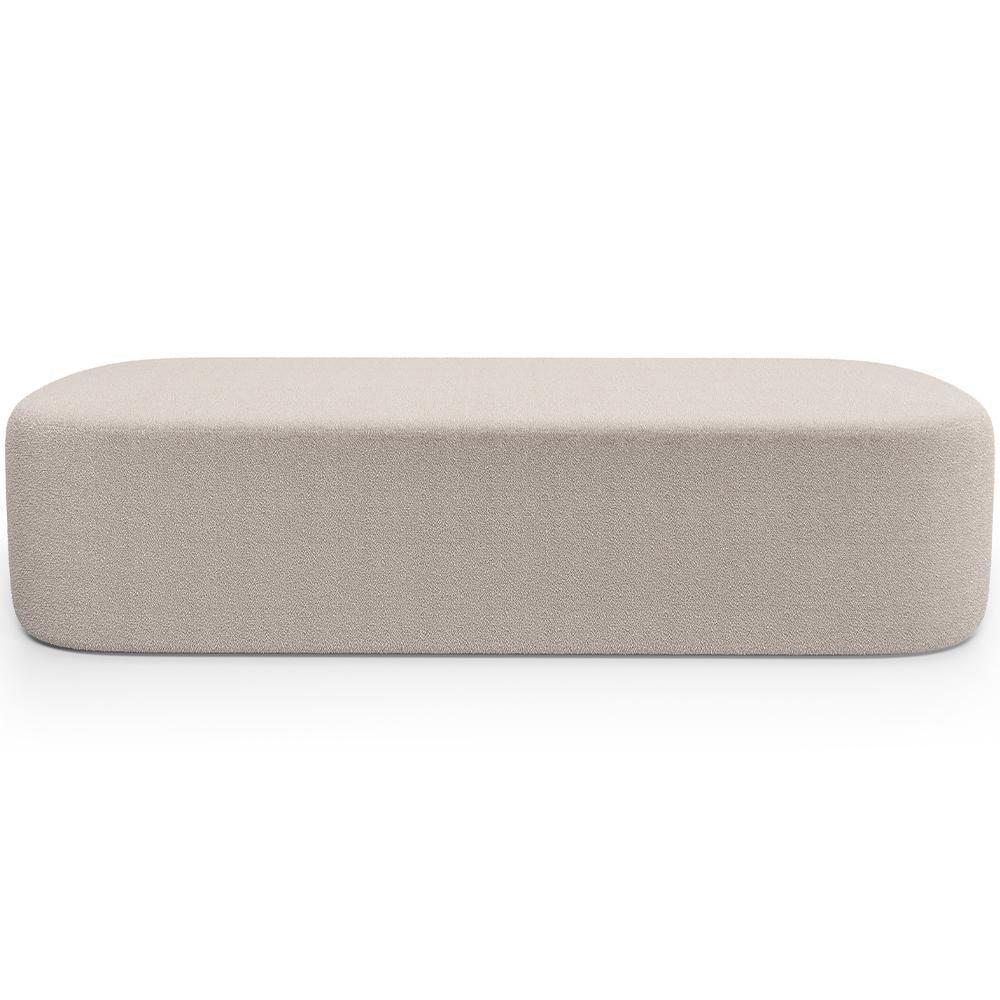 Cabeceira Cama Box Queen 160cm Lanna Com Puff Recamier Doha W01 Bouclê Creme - Lyam Decor - 8