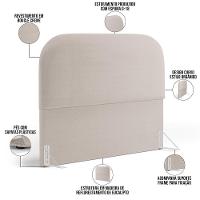 Cabeceira Cama Box Queen 160cm Lanna Com Puff Recamier Doha W01 Bouclê Creme - Lyam Decor